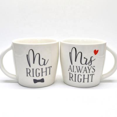 China Agriculture Promo Home Luxury Porcelain Christmas Couples Ceramic White Sublimation Gift Sets Travel Mugs Custom Mr. & Mrs. Coffee Logo Mug for sale