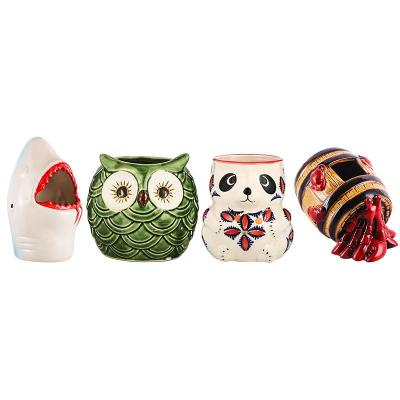 China Custom Wholesale Ceramic Japanese Japanese Ceramic Set Custom Set Wholesale Panda Drinking Summer Beverage Hawaii Face Cocktail Tiki Mug for sale