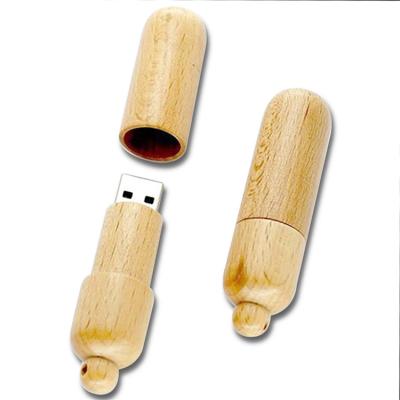 China Promotional gift meditcal stick agriculture hospital doctor wooden capsule shaped usb drive flash box with wooden usb for sale