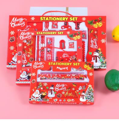 China Wooden Promotional Custom Eraser Pencil Officer Christmas Gift Box Santa Gift Set Stationary for sale