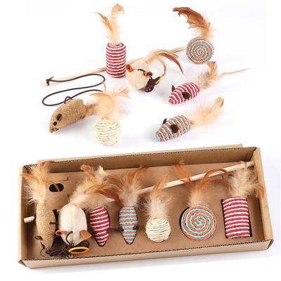 China Other Hot Selling Interactive Cat Toy 7 Pieces Mouse The Best Puzzle Cat Gift Box Kitten Still Wooden Gift Set for sale