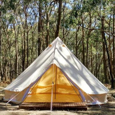 China Camouflage/Field Game Mounthood 5M Factory Large Hot Sell Luxury Glamping Family Resort Cotton Canvas Bell Tent Waterproof for sale