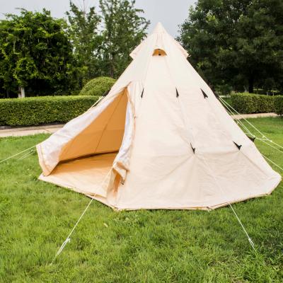 China Wholesale Rainproof Large Family Shopping Mounthood Rainproof Teepee Camping 4m Glamping Luxury Teepee Tent for sale