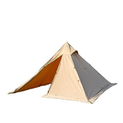 China Straight Tying Type Outdoor Portable 4-5 Person Mounthood Glamping Polycotton Canvas Tour Tent Waterproof Canopy Tent for sale