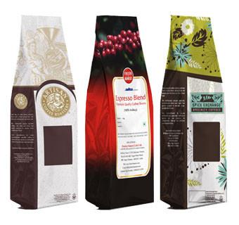 China Standup Zip Lock Coffee Packaging Bags Quad Seal / Coffee Bag with Valve Gravure Printing for sale