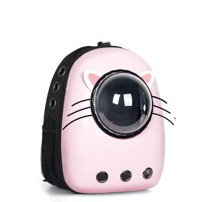 China Viable Air Conditioned Pet Carrier Cat Cartoon Pattern Backpack Acrylic Pet Carrier With Wheels for sale