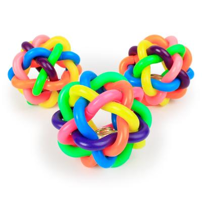 China Viable Dog Toy Durable Pet Chew Toy Colorful Neworld Dog Rope Ball Ties Weave Balls Dog Ball Rolling Toy for sale