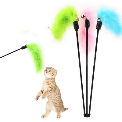 China Neworld Cat Feather Toy Funny Cat Stick Catcher Stored Interactive Puzzle and Funny Exercise for Kitten or Cats for sale