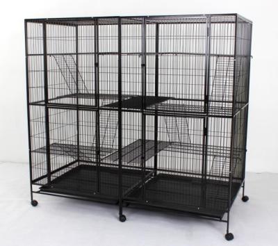 China Breathable Stackable Dog Cat Rabbit Cage With 2 Layers Portable Pet Cages Cat Carrier Cage for sale