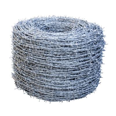 China Plain Weave Hot Dip Galvanized 20kg Barbed Wire Fence Price With Wooden Coil Packing for sale