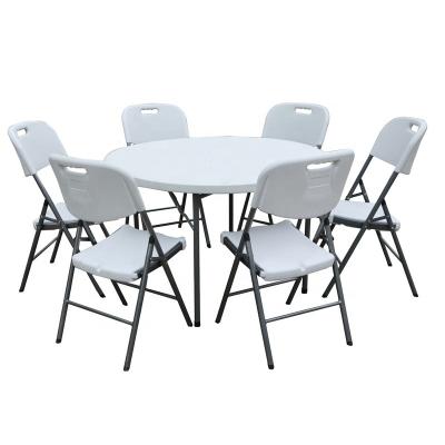 China High quality simple lightweight outdoor picnic half-fold round table plastic folding table for sale