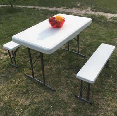 China New Portable Small Dining Table Easy Carry Space Saving With Bench All In One Folding Table for sale