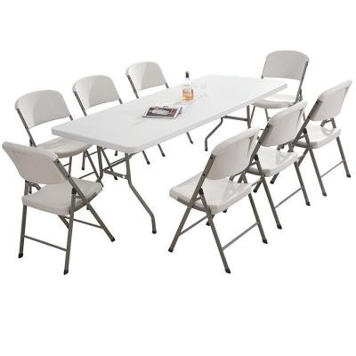 China Meeting Table Folding Farmhouse Table Easy Carry Outdoor White Folding Dining Table for sale