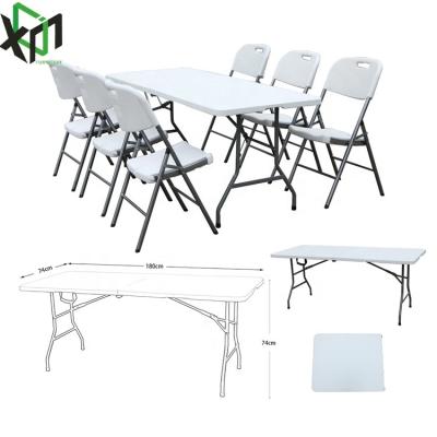 China Good quality easy transport 6 foot HDPE folding table China balcony table wholesale plastic folding table wedding picnic table for sale