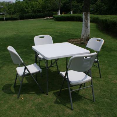 China Hot Sale Party Dining Table Plastic Porcelain HDPE Folding Table Designs Outdoor Folding Table And Chairs Set for sale