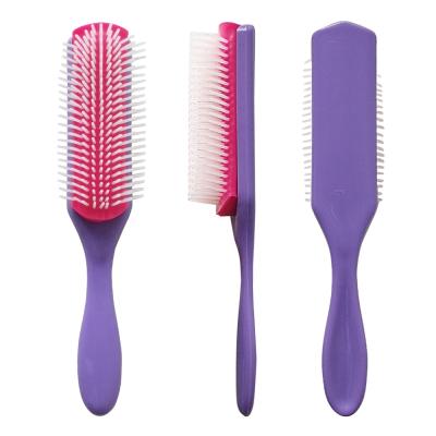 China High Quality Waterproof Salon Hairdresser Women Styling Personal Label Pink 9 Rows Denman Flat Brush Custom Made for sale