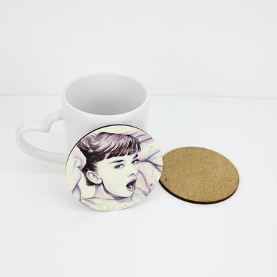 China Stocked Custom Photo Print Sublimation Blanks MDF Coaster With Cork Back Wood Coasters for sale