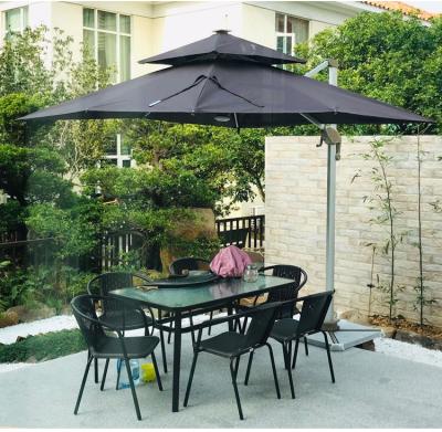 China Wholesale High Quality Eco-freindly Low MOQ Outdoor Furniture 4pcs Garden Table and Chair Set with Umbrella Patio Dining Set for sale