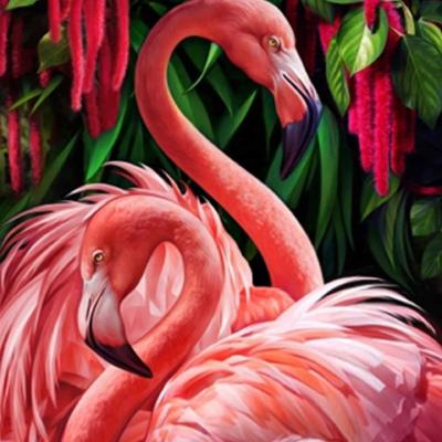 China New DIY Full Round Diamond 5D Diamond Painting Kit Flamingo Embroidered Diamond Painting Bedroom Living Room Decoration By Classic/Postmodern Combination for sale