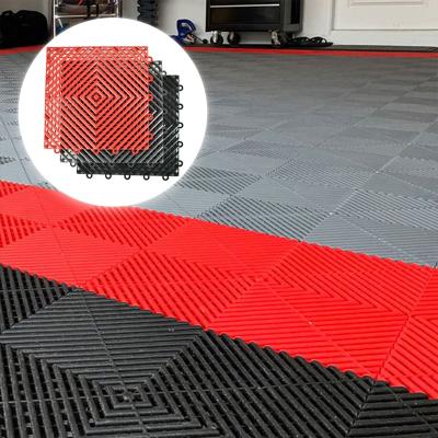 China Cheap Retail Room Car Wash High Strength PVC PP Plastic Waterproof Anti-Slip Wear-Resistant Piso Interlocking Garage Tiles Flooring Mat Plastic for sale