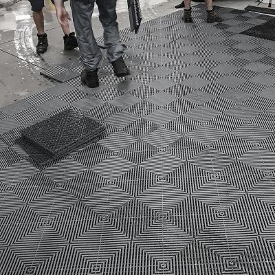 China Best Selling Perforated Anti-Slip Wear-Resistant Waterproof Mat Pp Plastic Interlocking Wholesale Price PVC Car Wash Room Garage Flooring Tiles for sale