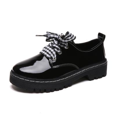 China Manufacturer Wholesale High Quality Fashion Trend Ladies The Other Chunky Loafers Flat Leather Shoes Casual Black Lace Up Fashionable for sale