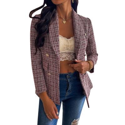 China 2021 Amazon Wish Wholesale Price Autumn Winter New Professional Wear Plaid Suit Viable Long Sleeve Jacket for sale