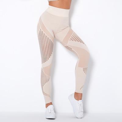 China Amazon Breathable Explosive Net Hole Elasticity Bodybuilding Lifting Tight Base Shaping Seamless White Sweatpants Yoga Pants for sale