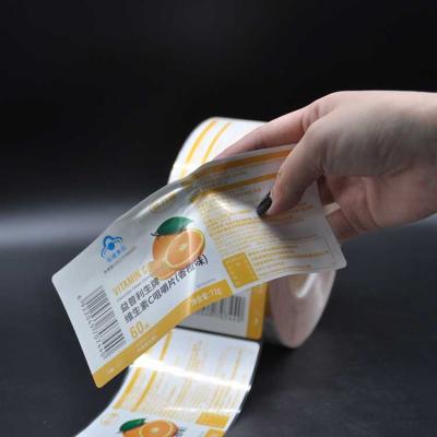 China Waterproof Custom Adhesive Sticker Roll Label Health Care Product Silver Foiling Bottle Label Printing for sale