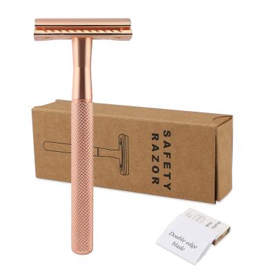 China OEM Matte Rose Gold Double Edge High Quality 5 Blade Men Shaving Safety Manual Razor with 5 Blades for sale