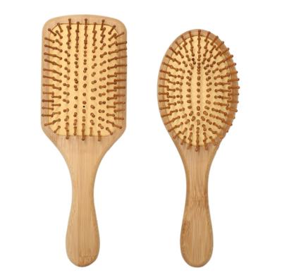 China Low MOQ Comb Natural Bamboo Hair Massage Scalp Air Paddle Wooden Hair Brush Eco-Friendly Hot Sale Fashionable Long Handle for sale