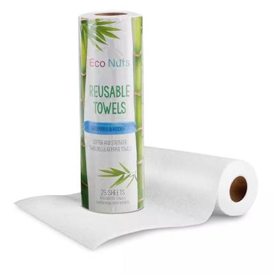 China 25PCS Fiber Wash Dish Eco Friendly Reusable Reusable Bamboo Paper Towel For Kitchen Bamboo Paper Towel for sale