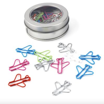 China Beautiful Metal Colors Plane Shaped Metal Wire Paper Clip In Kinds Of Boxes Popular for sale