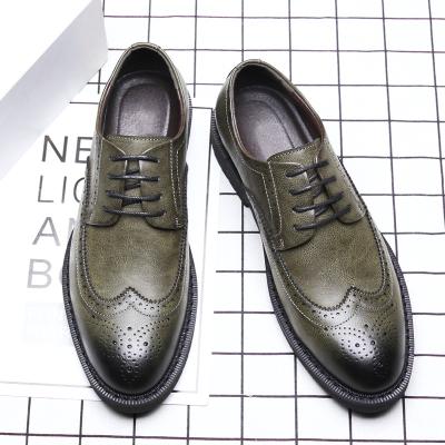 China Flat Men's Leather Formal Shoes Lace Up Stylish Shoes Oxfords Fashion Retro Shoes for sale