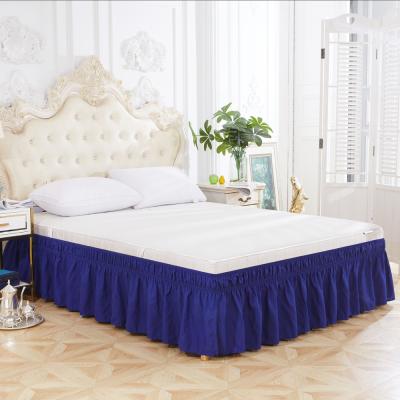 China AC002 Amazon Durable Adjustable Sashes 15 Inch Drop Dust Ruffles Polyester Elastic Wrap Around Bed Skirt Cal King for sale