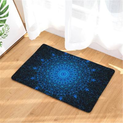 China Do Not Fade Door Hompers Mats Flannel Rainbow Color Mandala Lotus Floral Rugs 40*60cm Anti-Slip Flooring Bedroom Bedside Foot Pads Mat for sale