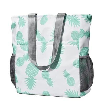 China Large Waterproof Women Beach Tote Bag With Tons Of Pockets Zipper Beach Waterproof Nurse Tote Bag Sand Proof Travel Tote Bag for sale