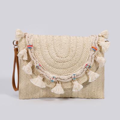 China Factory wholesale durable European and American handwoven summer bag straw raffia handbag new, straw beach envelope bag for sale