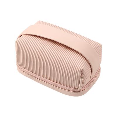 China Fashion OEM Manufacturer Wholesale Makeup Bag Large Capacity Portable INS Advanced Portable Double Layer Storage Bag for sale