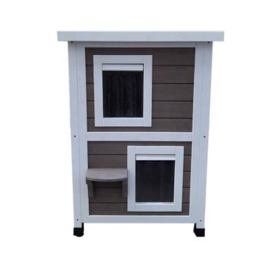 China SUNNYZOO Breathable Design 2 Floor Luxury Wooden Cat House With Isolation for sale