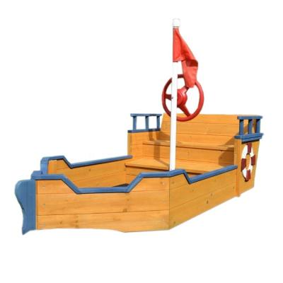 China Hot Selling Kids Fun Toys Boat Shape Kids Wooden Sandpit for sale