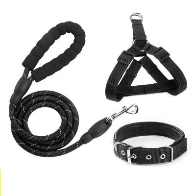 China Thoughtful Adjustable Dog Collar Leash and Reversible Harness Set for sale