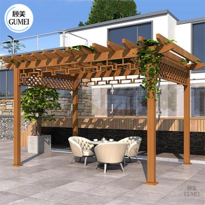 China Waterproof Aluminum Pergola Wood Like Pergola Building for Garden Pergola Trellis for sale