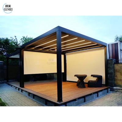 China Install Easily Remote Control Pergola Outdoor Gazebo Garden Bioclimatic Aluminium Pergola With Sun Screen for sale