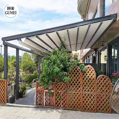 China Sun Shading Waterproof Retractable Awning Pergola Outdoor Terrace Sliding Shades For Restaurants Or Bars for sale