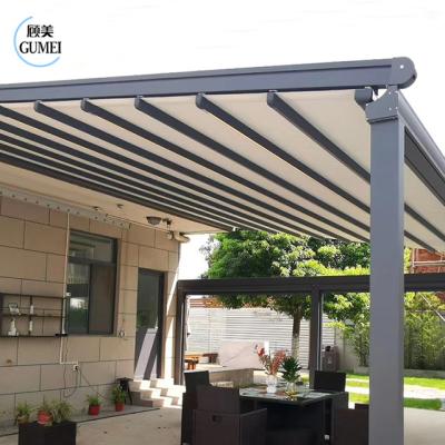 China Install Easily Operable Waterproof Retractable Awning Outdoor Pergola All Seasons Self-supporting Roof Gazebo for sale