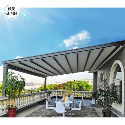 China Motorized Waterproof PVC Awnings Metal Patio Awning Outdoor Automatic Retractable Roof for sale