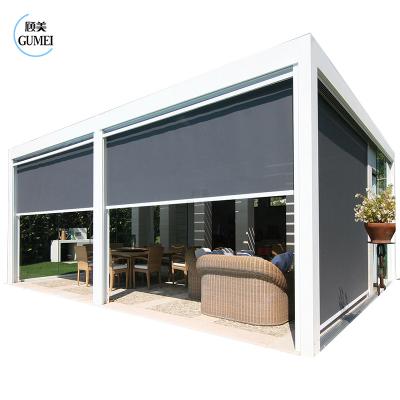 중국 High Quality Aluminum Roof Pergola Curtain Outdoor Blackout Motorized Zip Track Zipper Roller Blinds 판매용