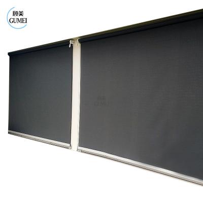 China Vertical Retractable Shade Aluminum Roller Blinds Wind Resistant Motorized Sunshade Curtain Roller Blind for sale