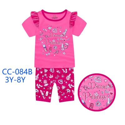 China 3-8 years old children's pajamas girls short sleeves children pajamas butterfly sleeve breathable series shorts pajamas brand caluby wholesale for sale